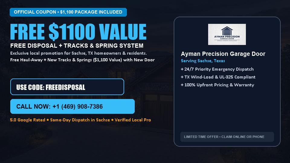 FREE Old Door Haul-Away & Heavy-Duty Tracks in Sachse, TX - Ayman Precision Garage Door