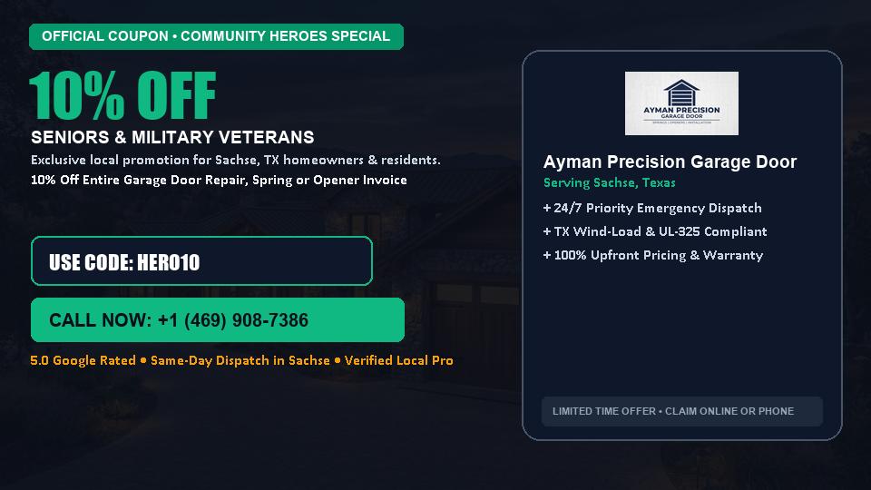 10% OFF Senior, Military & First Responder Discount in Sachse, TX - Ayman Precision Garage Door
